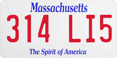 MA license plate 314LI5