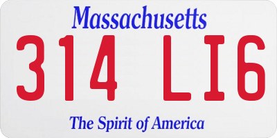 MA license plate 314LI6