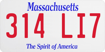 MA license plate 314LI7