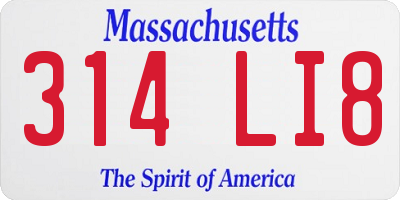 MA license plate 314LI8