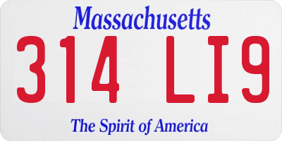 MA license plate 314LI9