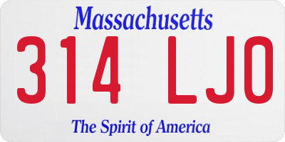 MA license plate 314LJ0