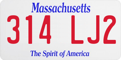 MA license plate 314LJ2