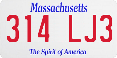 MA license plate 314LJ3