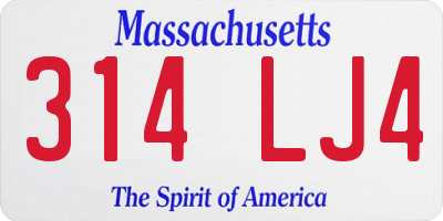 MA license plate 314LJ4