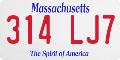 MA license plate 314LJ7