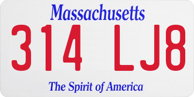 MA license plate 314LJ8