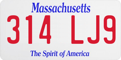 MA license plate 314LJ9