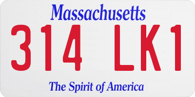 MA license plate 314LK1