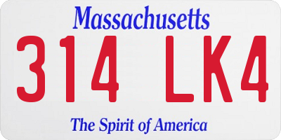 MA license plate 314LK4
