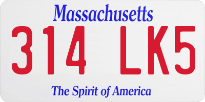 MA license plate 314LK5