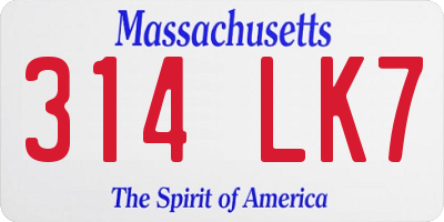 MA license plate 314LK7