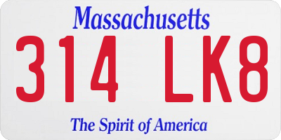MA license plate 314LK8