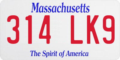 MA license plate 314LK9