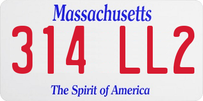 MA license plate 314LL2