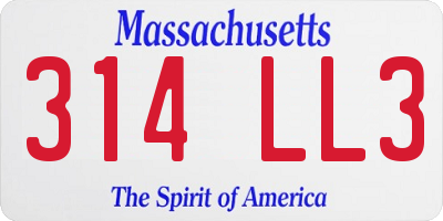 MA license plate 314LL3