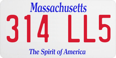 MA license plate 314LL5