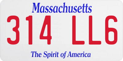 MA license plate 314LL6