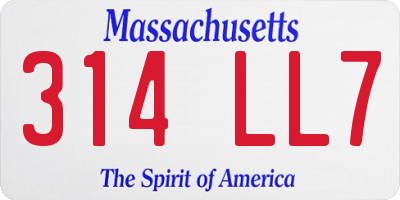 MA license plate 314LL7