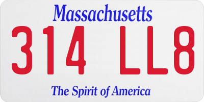 MA license plate 314LL8