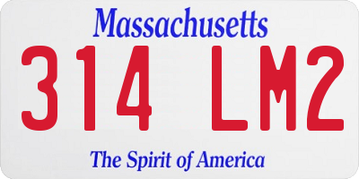 MA license plate 314LM2