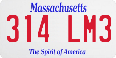 MA license plate 314LM3