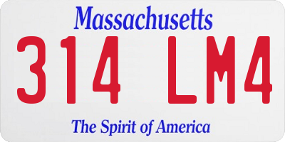MA license plate 314LM4
