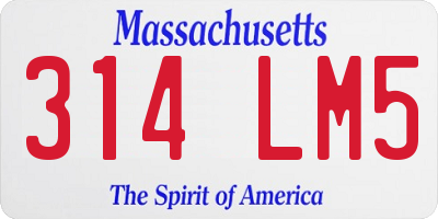 MA license plate 314LM5