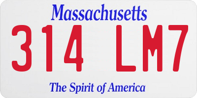 MA license plate 314LM7