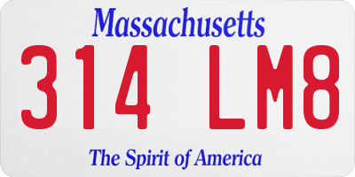 MA license plate 314LM8