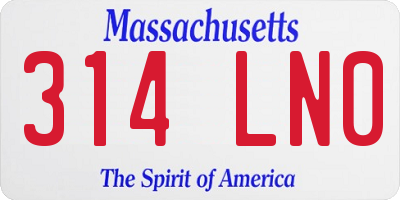 MA license plate 314LN0