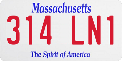 MA license plate 314LN1
