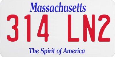 MA license plate 314LN2