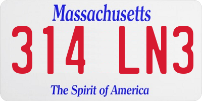 MA license plate 314LN3