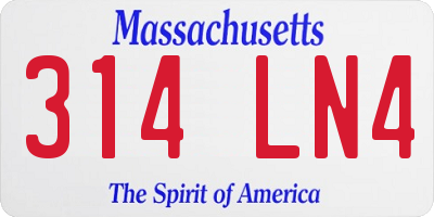 MA license plate 314LN4