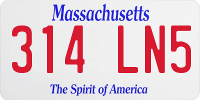 MA license plate 314LN5