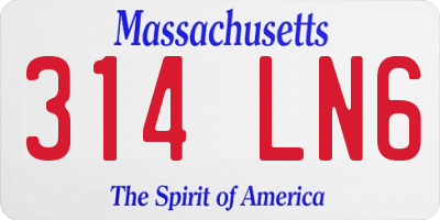 MA license plate 314LN6