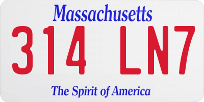 MA license plate 314LN7