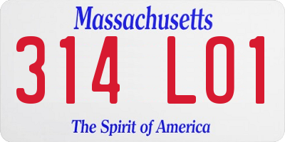 MA license plate 314LO1