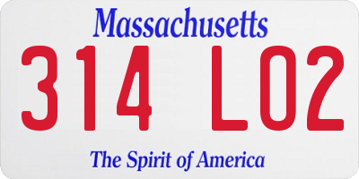 MA license plate 314LO2