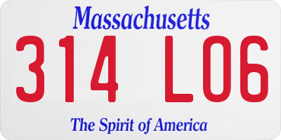 MA license plate 314LO6