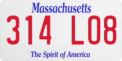 MA license plate 314LO8