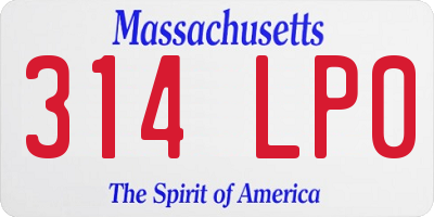 MA license plate 314LP0