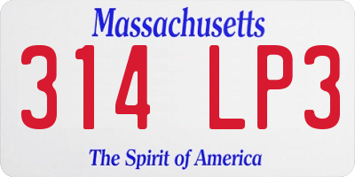 MA license plate 314LP3