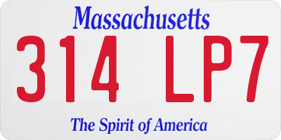 MA license plate 314LP7