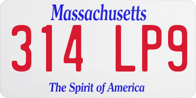 MA license plate 314LP9