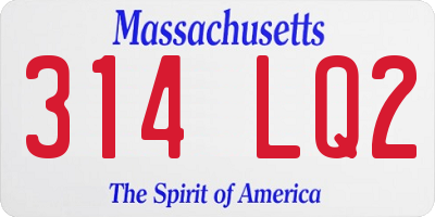 MA license plate 314LQ2