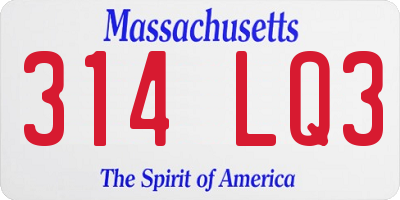 MA license plate 314LQ3