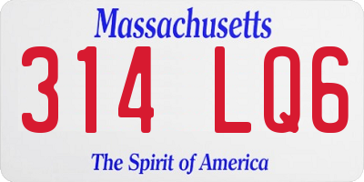 MA license plate 314LQ6