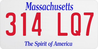MA license plate 314LQ7